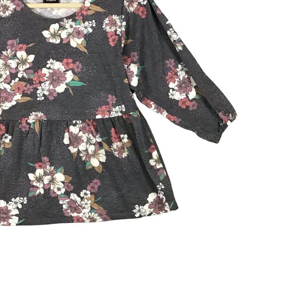 Bobeau Women’s Gray Pink Floral Babydoll Top 3/4 Sleeve Pullover Size XS NWOT - Picture 7 of 16